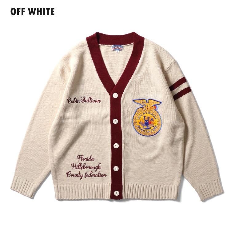 HOUSTON woman / ヒューストン ウーマン 2028W FFA RETTERED CARDIGAN / FFAレタードカーディガン -全3色- 