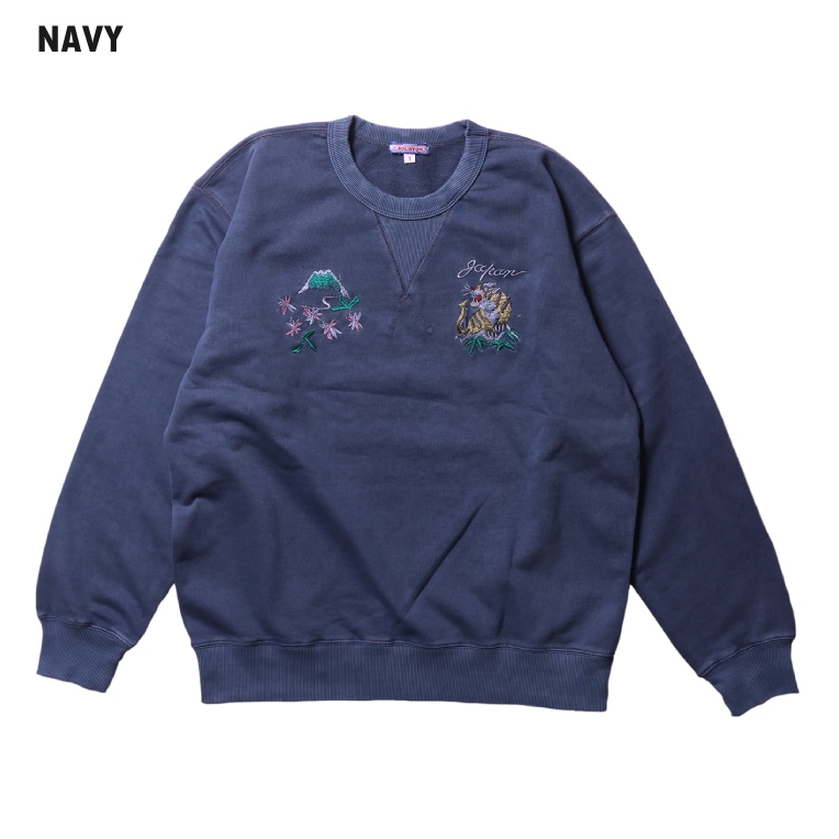 HOUSTON woman / ヒューストン ウーマン 2033W PIGMENT EMBROIDERY SWEAT (TIGER) / ピグメント刺繍スウェット -全4色-
