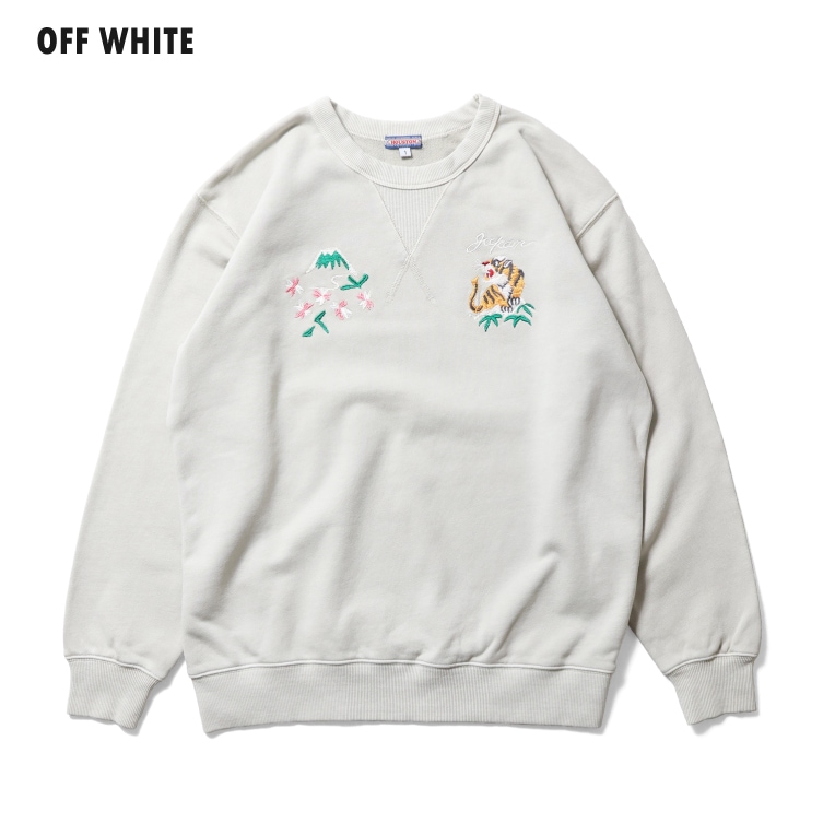 HOUSTON woman / ヒューストン ウーマン 2033W PIGMENT EMBROIDERY SWEAT (TIGER) / ピグメント刺繍スウェット -全4色-