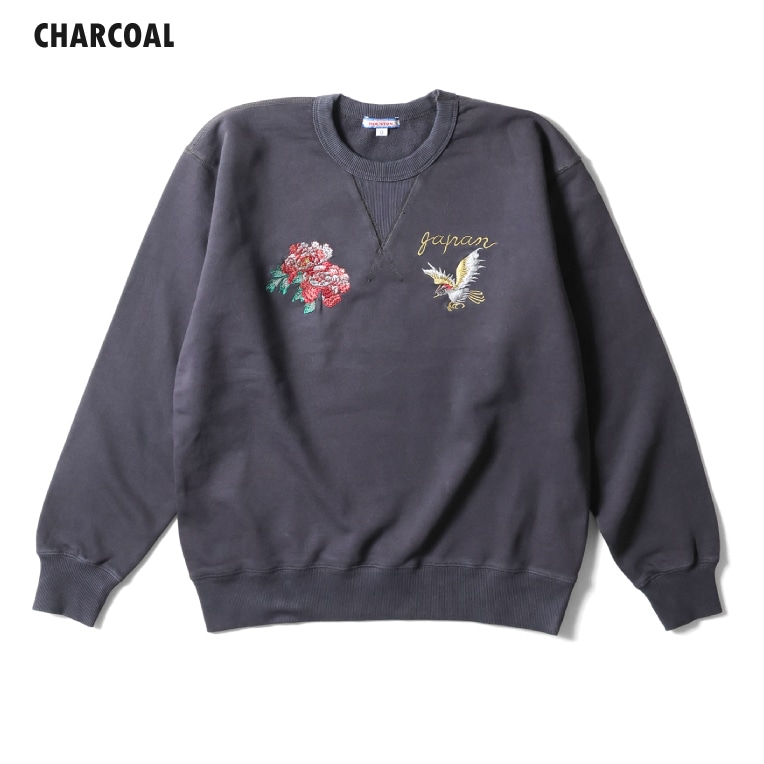 HOUSTON woman / ヒューストン ウーマン 2034W PIGMENT EMBROIDERY SWEAT (HAWK) / ピグメント刺繍スウェット -全4色-