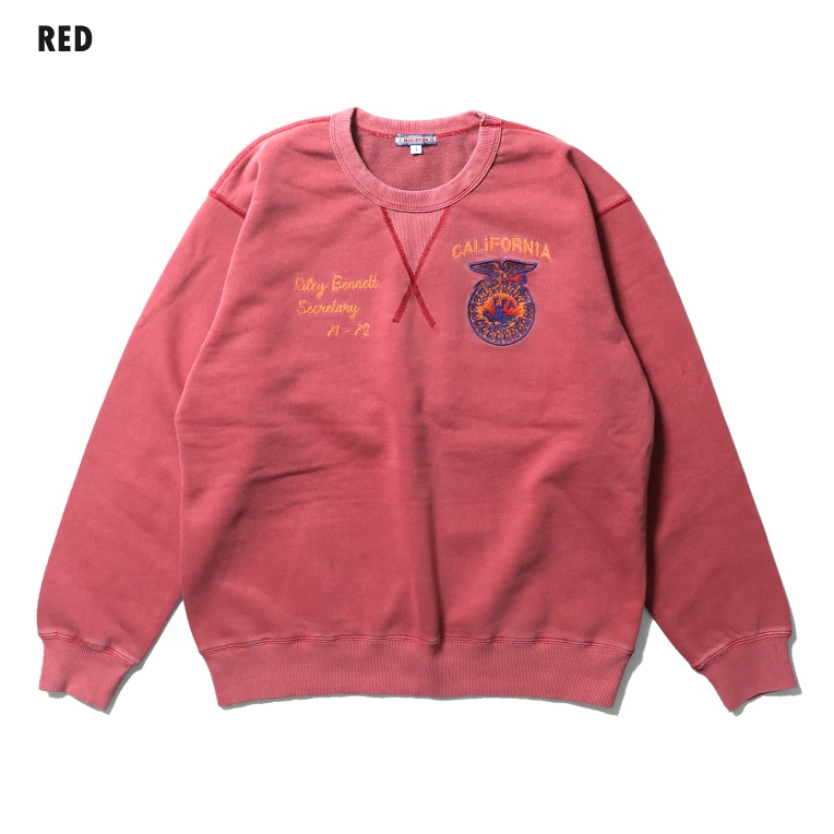 HOUSTON woman / ヒューストン ウーマン 2035W PIGMENT EMBROIDERY SWEAT (FFA) / ピグメント刺繍スウェット -全4色-