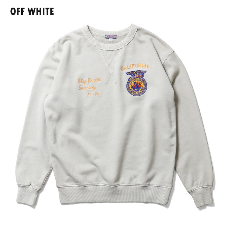HOUSTON woman / ヒューストン ウーマン 2035W PIGMENT EMBROIDERY SWEAT (FFA) / ピグメント刺繍スウェット -全4色-