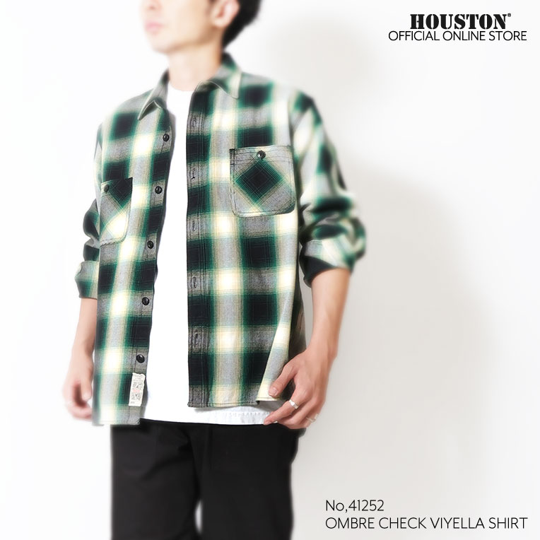 HOUSTON / ヒューストン 41252 OMBRE CHECK VIYELLA SHIRT / オンブレーチェックビエラシャツ -全8色- 