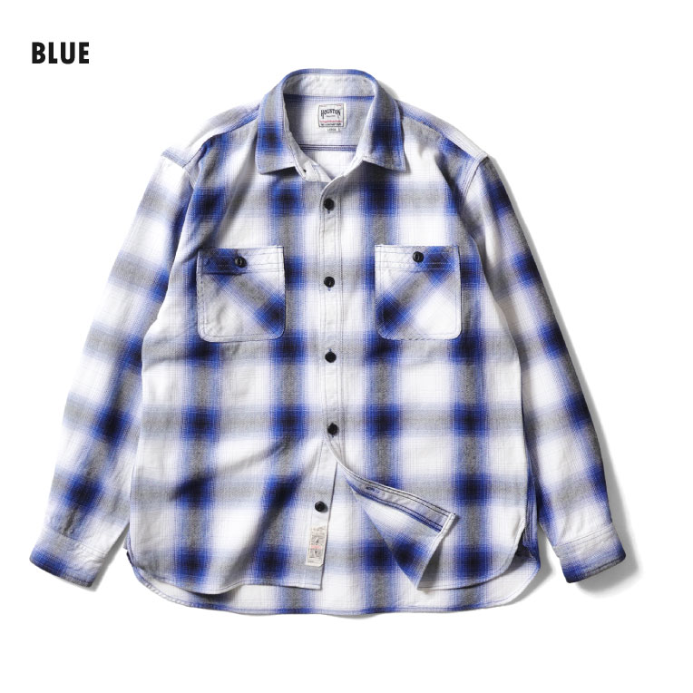 HOUSTON / ヒューストン 41252 OMBRE CHECK VIYELLA SHIRT / オンブレーチェックビエラシャツ -全8色- 