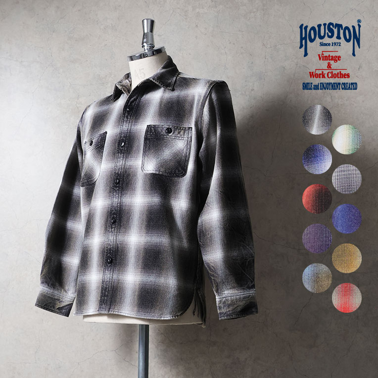 HOUSTON / ヒューストン 41252VW VINTAGE OMBRE CHECK VIYELLA SHIRT / ビンテージオンブレーチェックビエラシャツ -全10色-