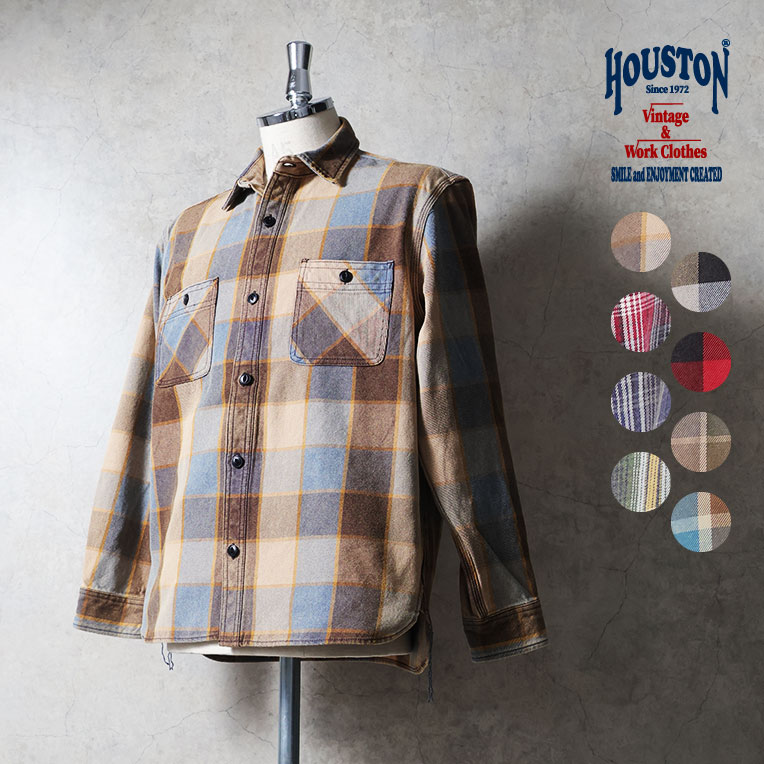 HOUSTON / ヒューストン 41253VW VINTAGE AMERICAN CHECK VIYELLA SHIRT / ビンテージアメリカンチェックビエラシャツ -全8色-