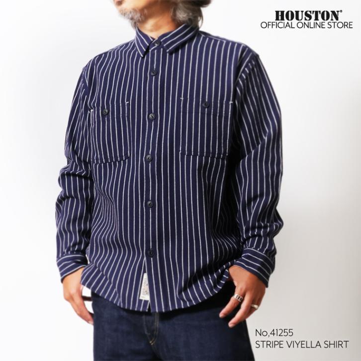 HOUSTON / ヒューストン 41255 STRIPE VIYELLA SHIRT / ストライプビエラシャツ -全5色-