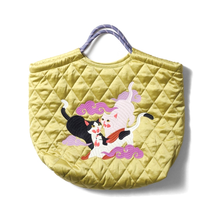 HOUSTON woman / ヒューストンウーマン 6018W SATIN MARKET BAG (百猫) / サテンマーケットバッグ -全3色- 