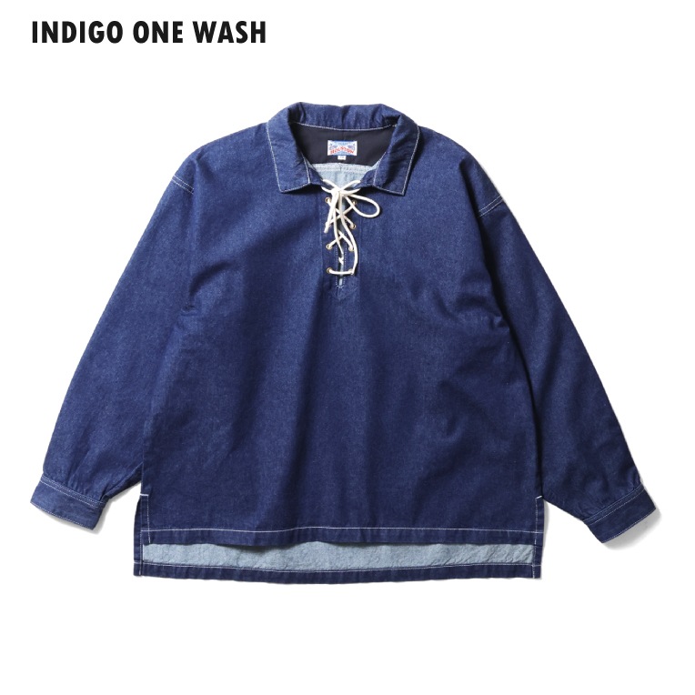 HOUSTON woman / ヒューストン ウーマン 4038W DENIM LACE UP SHIRT / デニムレースアップシャツ -全2色-