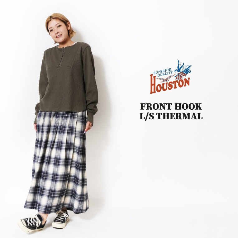 HOUSTON woman / ヒューストン ウーマン 2024W FRONT HOOK L/S THERMAL / フロントフック長袖サーマル -全4色- 
