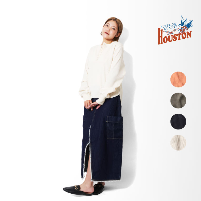 HOUSTON woman / ヒューストン ウーマン 2024W FRONT HOOK L/S THERMAL / フロントフック長袖サーマル -全4色-