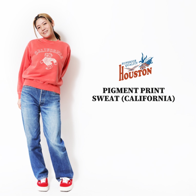 HOUSTON woman / ヒューストン ウーマン 2030W PIGMENT PRINT SWEAT (CALIFORNIA) / ピグメントプリントスウェット -全3色- 