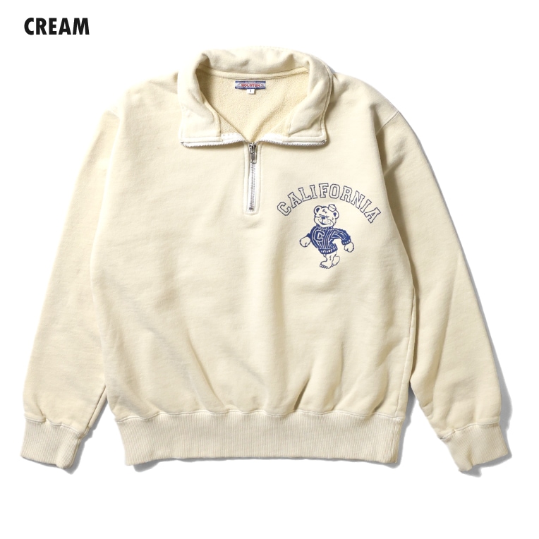 HOUSTON woman / ヒューストン ウーマン 2032W PIGMENT PRINT HALF ZIP SWEAT (CALIFORNIA) / ピグメントプリントハーフジップスウェット -全3色- 
