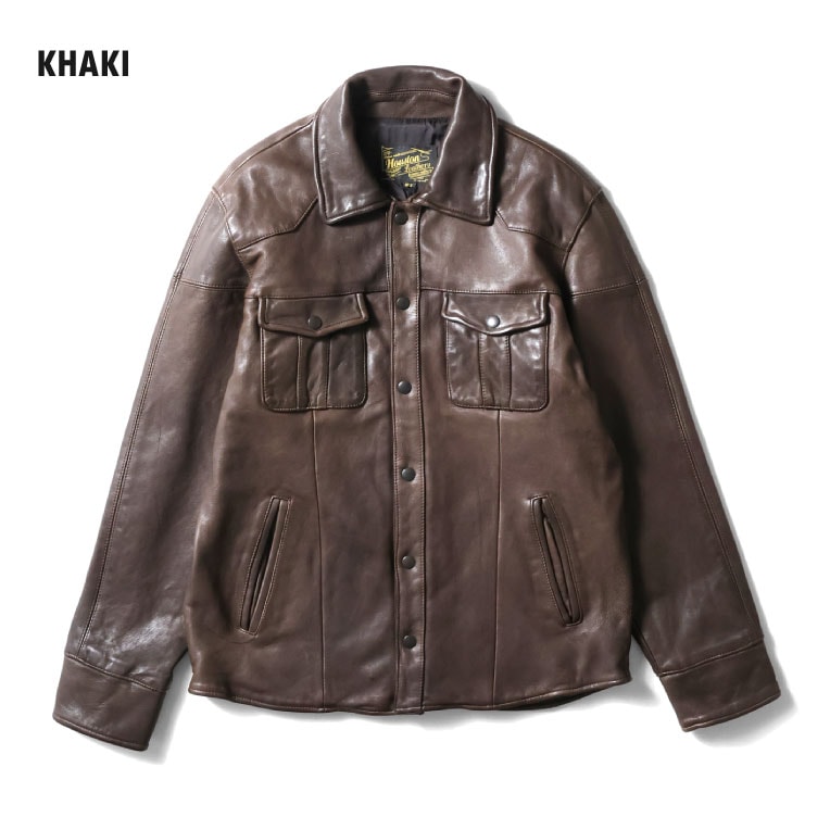 HOUSTON / ヒューストン 8223 LEATHER WESTERN SHIRT JACKET / レザーウエスタンシャツジャケット -全2色-  