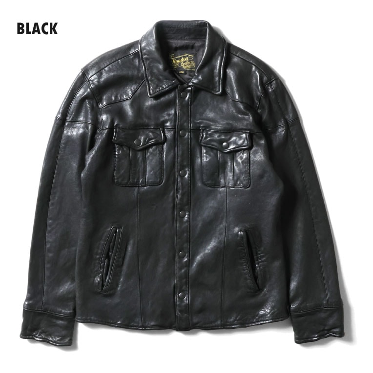 HOUSTON / ヒューストン 8223 LEATHER WESTERN SHIRT JACKET / レザーウエスタンシャツジャケット -全2色-  