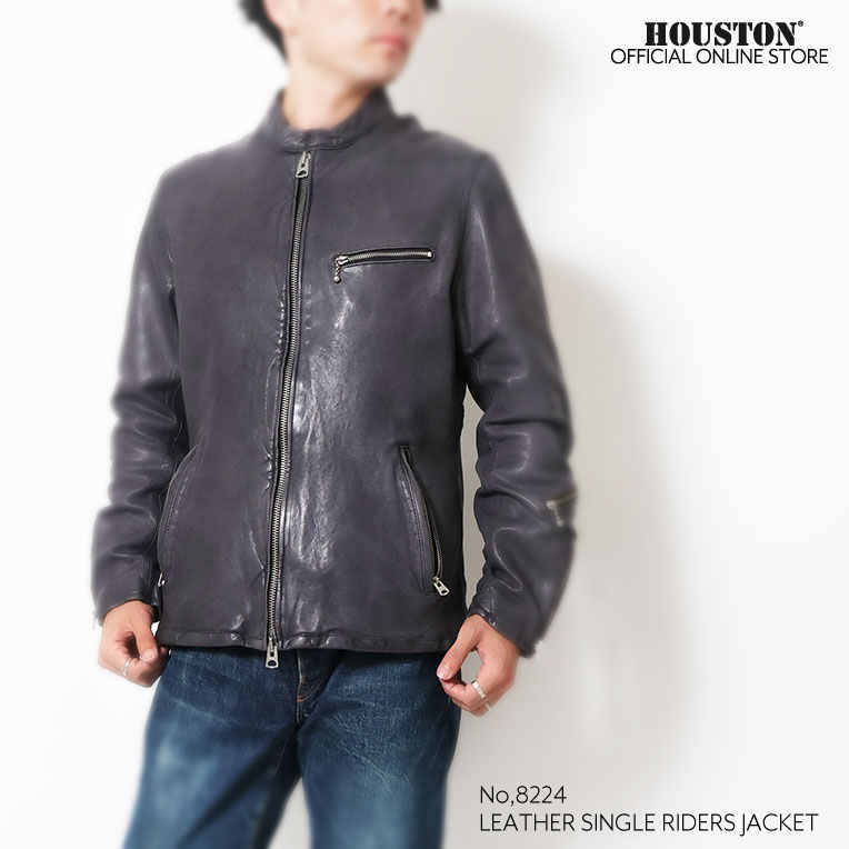 HOUSTON / ヒューストン 8224 LEATHER SINGLE RIDERS JACKET / レザーシングルライダースジャケット -全3色-  