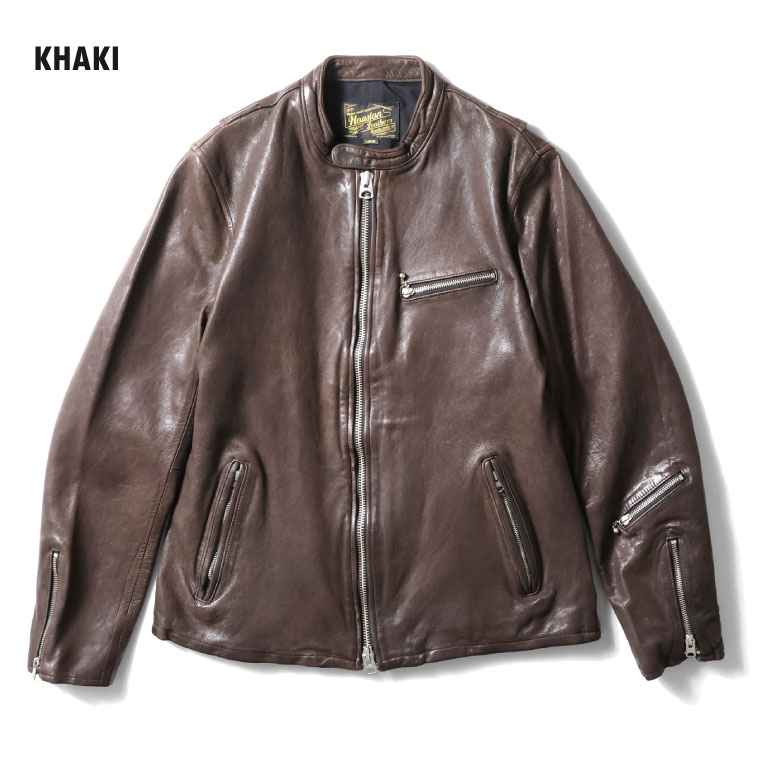 HOUSTON / ヒューストン 8224 LEATHER SINGLE RIDERS JACKET / レザーシングルライダースジャケット -全3色-  