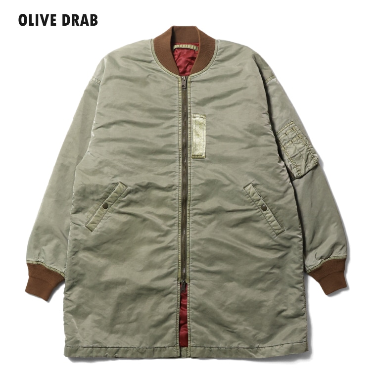 HOUSTON woman / ヒューストン ウーマン 5033W PIGMENT DYE MA-1 (LONG) / ピグメント加工MA-1 -全3色- 