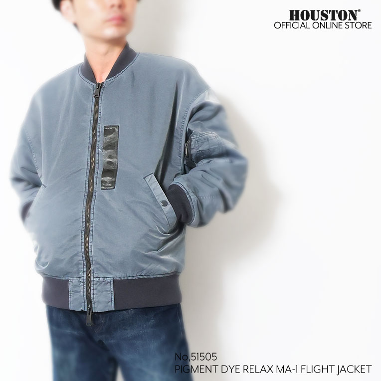 HOUSTON / ヒューストン 51505 PIGMENT DYE RELAX MA-1 FLIGHT JACKET / ピグメントダイリラックスMA-1フライトジャケット -全3色- 