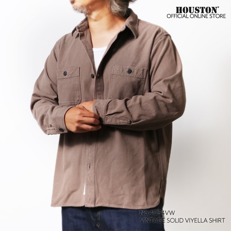 HOUSTON / ヒューストン 41254VW VINTAGE  SOLID VIYELLA SHIRT / ビンテージソリッドビエラシャツ -全5色-