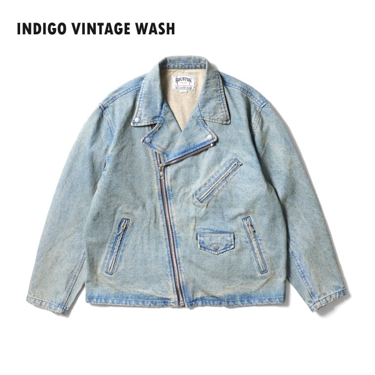 HOUSTON / ヒューストン 51562 DENIM DOUBLE RIDERS JACKET / デニムダブルライダースジャケット -全2色- 
