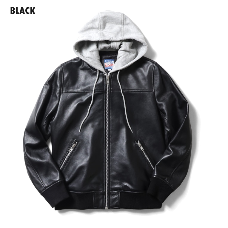 HOUSTON woman / ヒューストン ウーマン 8003W LEATHER HOODIE JACKET / レザーフーディージャケット -全1色- 
