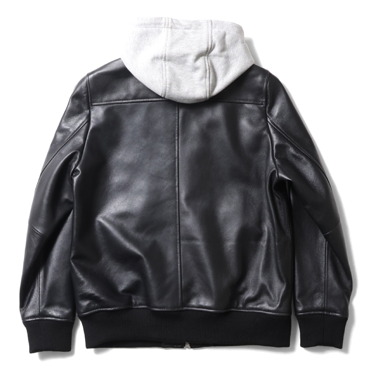 HOUSTON woman / ヒューストン ウーマン 8003W LEATHER HOODIE JACKET / レザーフーディージャケット -全1色- 