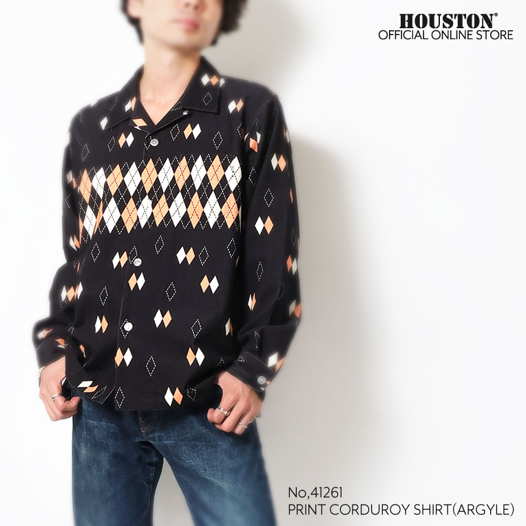 UNIVERD72 / ユニバード72 41261 PRINT CORDUROY SHIRT(ARGYLE) / プリントコーデュロイ長袖シャツ 