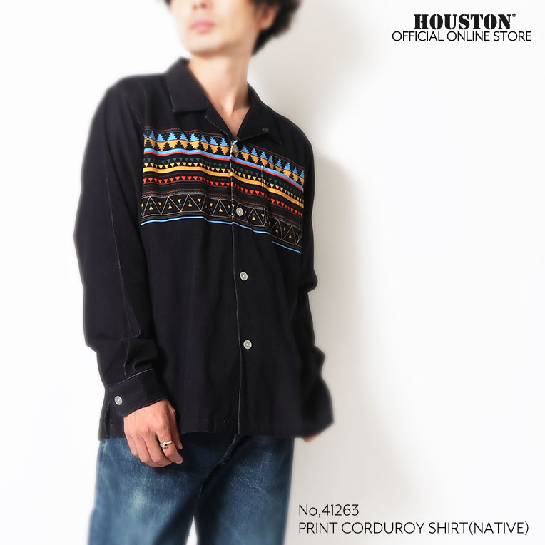 UNIVERD72 / ユニバード72 41263 PRINT CORDUROY SHIRT(NATIVE) / プリントコーデュロイ長袖シャツ  