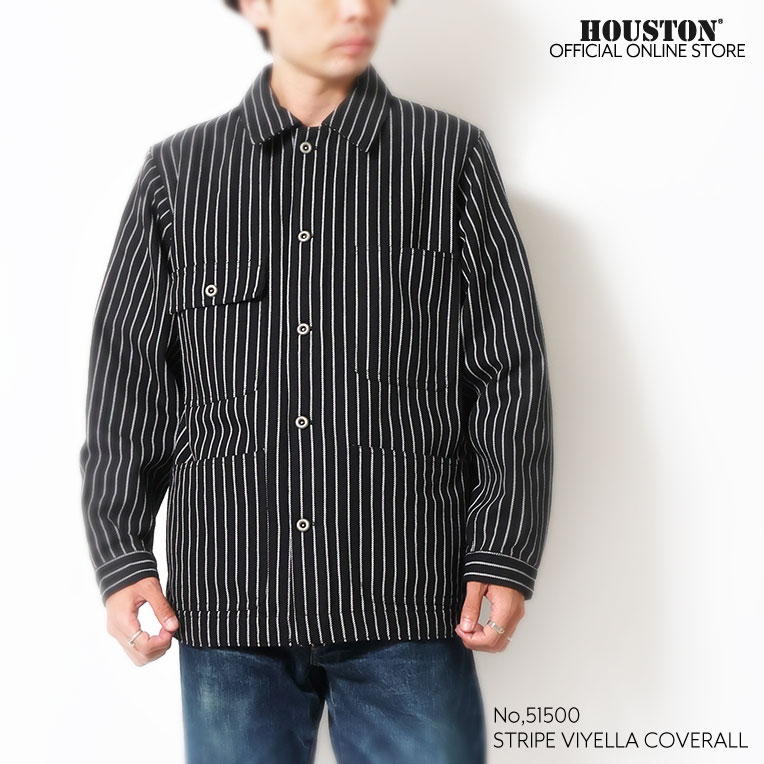 HOUSTON / ヒューストン 51500 STRIPE VIYELLA COVERALL / ストライプビエラカバーオール -全5色-