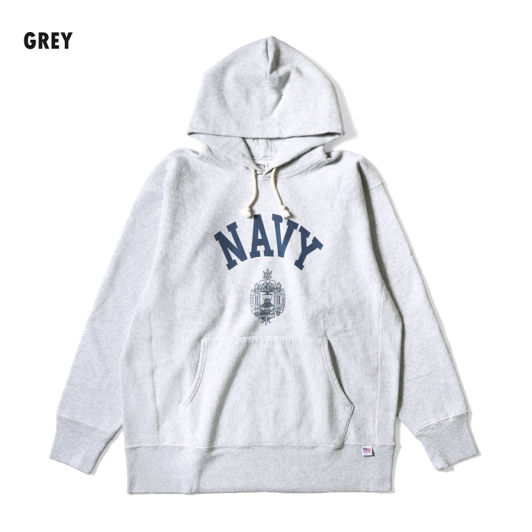 HOUSTON  / ヒューストン 22312 PRINT U.S. COTTON R/V HOODIE(U.S.NAVY) / U.S.コットンスウェットフーディ -全2色- 