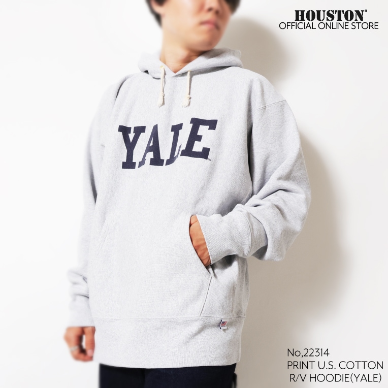 HOUSTON  / ヒューストン 22314 PRINT U.S. COTTON R/V HOODIE(YALE) / U.S.コットンスウェットフーディ -全2色- 
