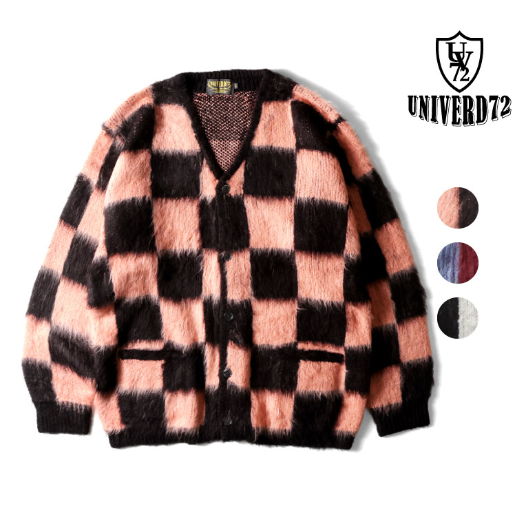 UNIVERD72 / ユニバード72 22330 MOHAIR TOUCH CARDIGAN(CHECKERD FLAG) / モヘアタッチ起毛カーディガン  -全3色- 