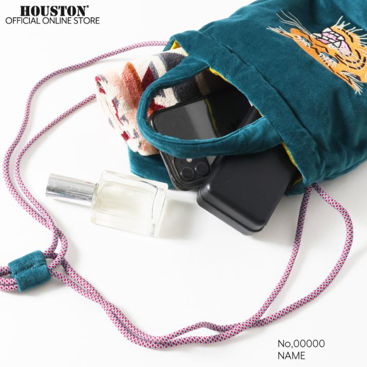 HOUSTON / ヒューストン 6898 VELVETEEN EFFECT BAG (TIGER) / 刺繍別珍エフェクトバッグ(虎) -全3色- 