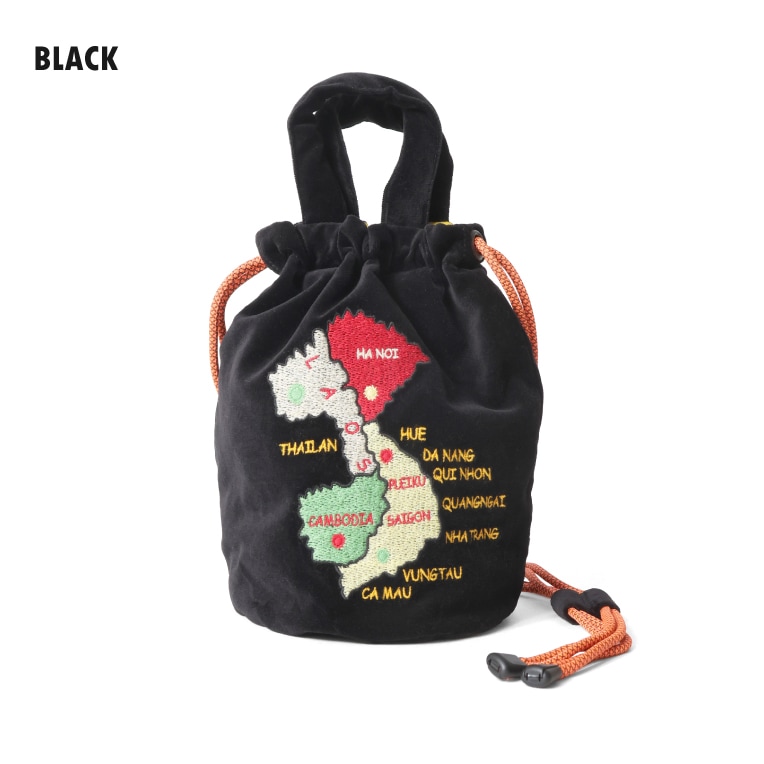HOUSTON / ヒューストン 6899 VELVETEEN EFFECT BAG (MAP) / 刺繍別珍エフェクトバッグ(マップ) -全3色- 