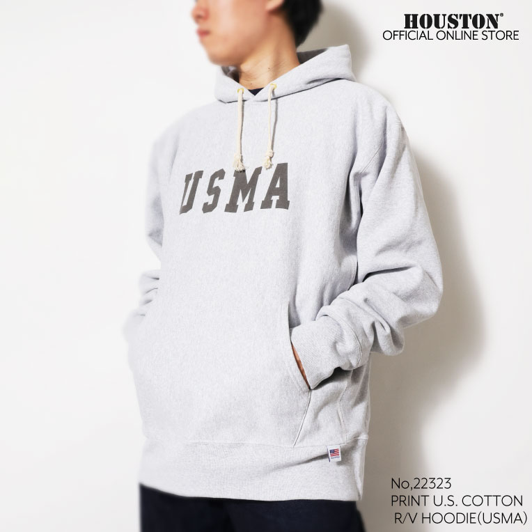 HOUSTON  / ヒューストン 22323 PRINT U.S. COTTON R/V HOODIE(USMA) / U.S.コットンスウェットフーディ -全2色- 