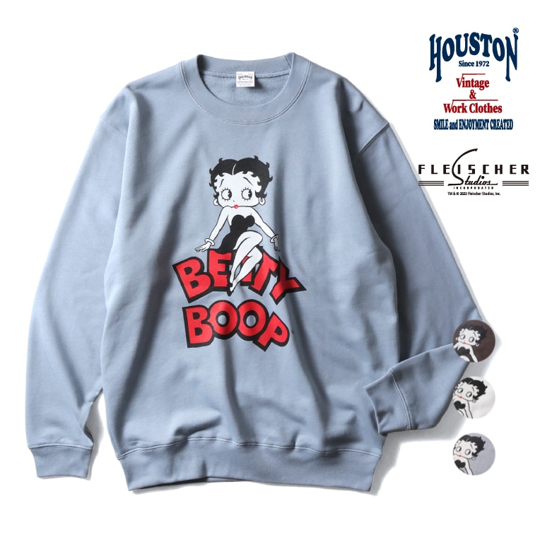 HOUSTON / ヒューストン 22359 【HOUSTON】 BETTY BOOP C/N SWEAT / ベティ ・ ブープ クルーネックスウェット -全3色-