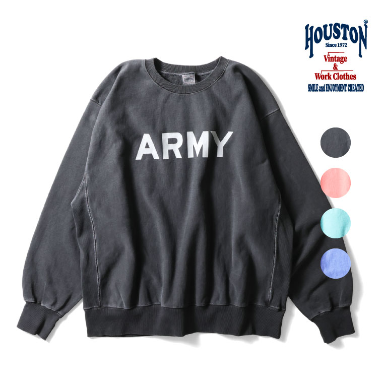 HOUSTON / ヒューストン 22344 PIGMENT R/V SWEAT SHIRT (ARMY) / ピグメントスウェットシャツ -全4色-