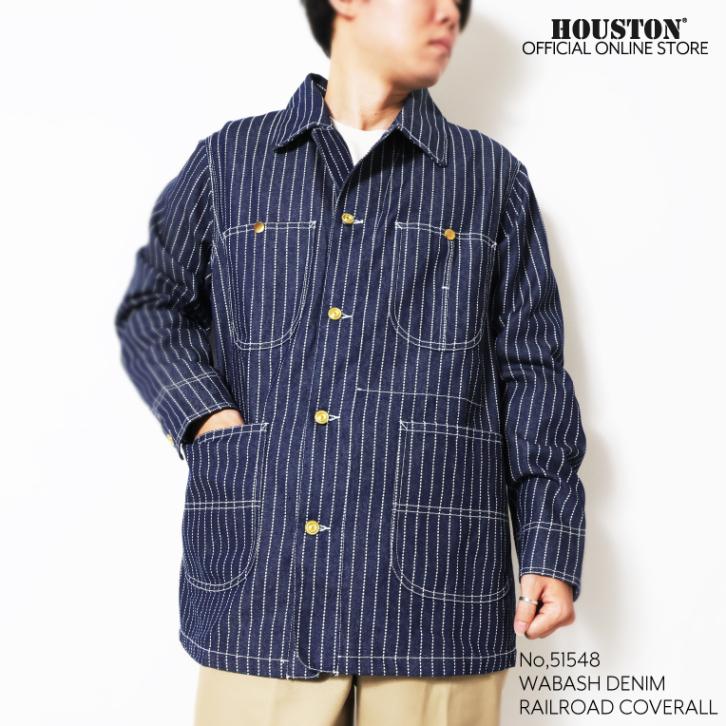 HOUSTON / ヒューストン 51548 WABASH DENIM RAILROAD COVERALL / ウォバッシュデニムレイルロードカバーオール -全2色- 
