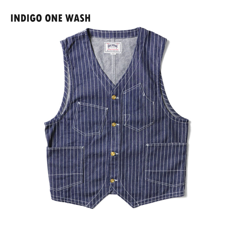 HOUSTON  / ヒューストン 51550 WABASH DENIM RAILROADER WORK VEST / ウォバッシュデニムレイルローダーワークベスト -全2色- 