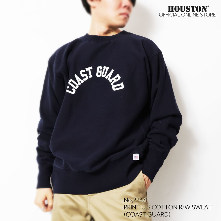 HOUSTON  / ヒューストン 22371 PRINT U.S COTTON R/V SWEAT  (COAST GUARD) / プリントスウェット -全3色- 
