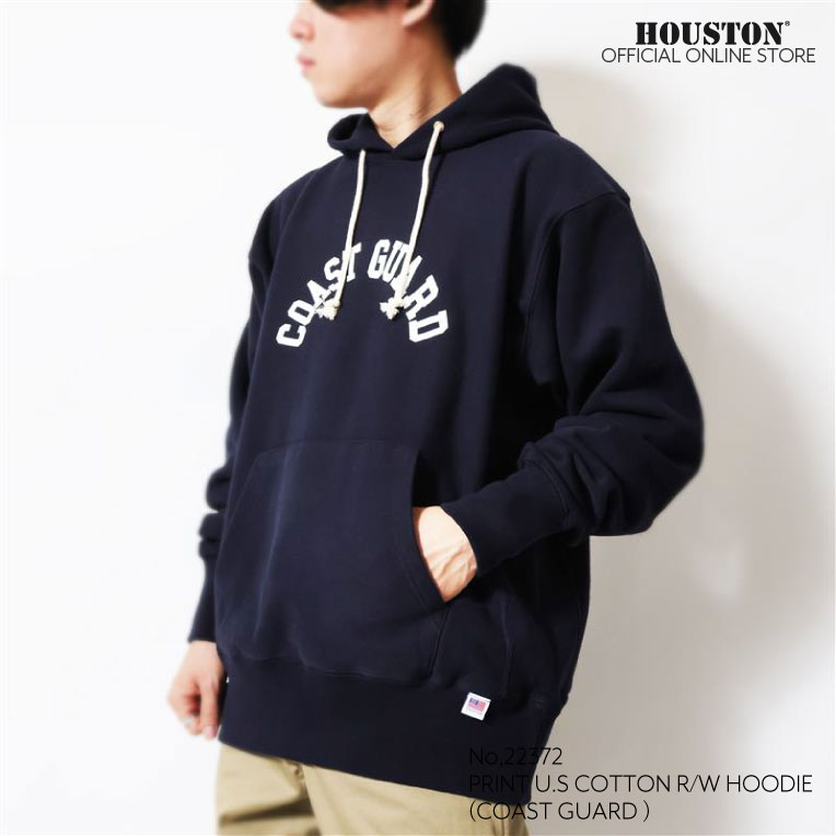 HOUSTON  / ヒューストン 22372 PRINT U.S COTTON R/V HOODIE  (COAST GUARD) / プリントフーディー -全3色- 