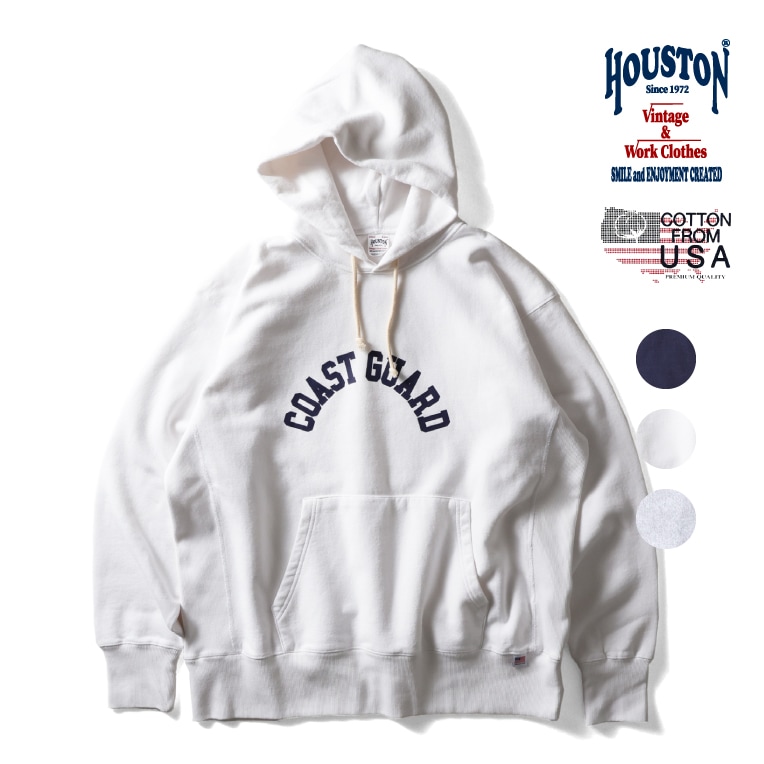 HOUSTON / ヒューストン 22372 PRINT U.S COTTON R/V HOODIE (COAST GUARD) / プリントフーディー -全3色-