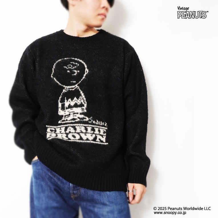 HOUSTON / ヒューストン 22347 PEANUTS MOHAIR WOOL SWEATER (CHARLIE BROWN) / モヘアウールセーター (チャーリーブラウン) -全4色- 