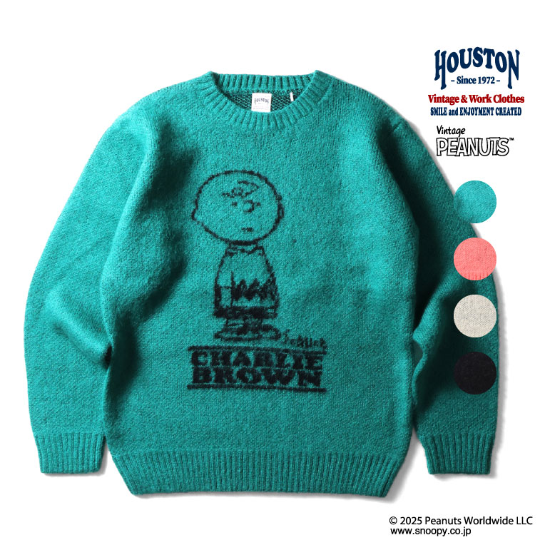 HOUSTON / ヒューストン 22347 PEANUTS MOHAIR WOOL SWEATER (CHARLIE BROWN) / モヘアウールセーター (チャーリーブラウン) -全4色-