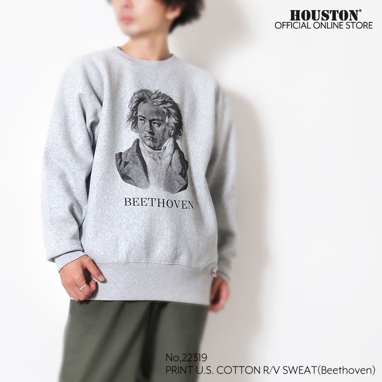 HOUSTON  / ヒューストン 22319 PRINT U.S COTTON R/V SWEAT(Beethoven) / プリントスウェット -全2色- 