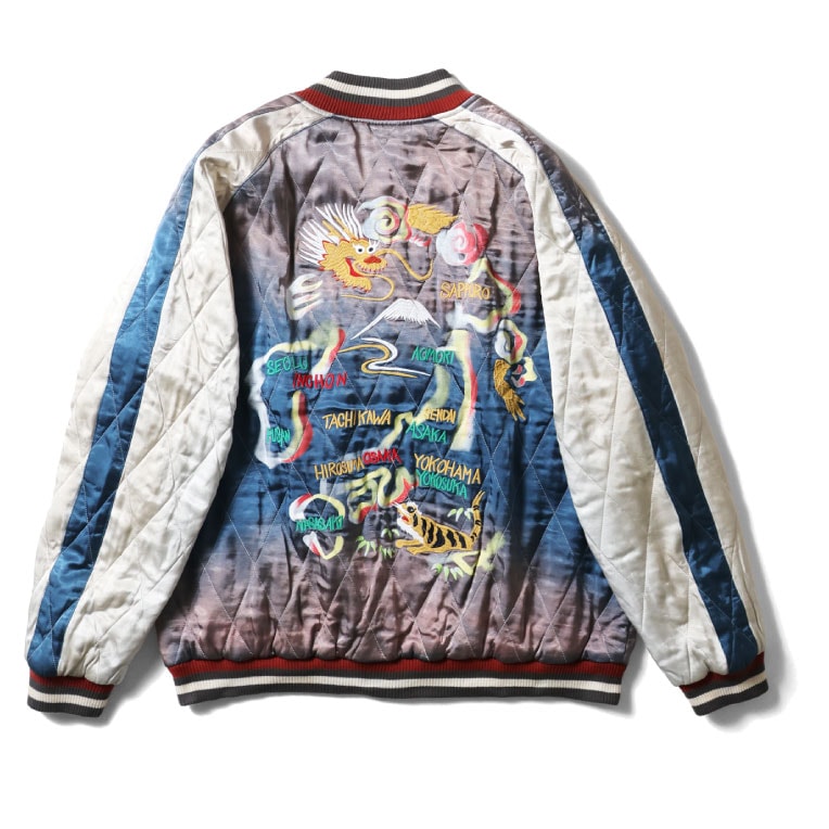 HOUSTON / ヒューストン 51527vw VINTAGE WASH RAYON SOUVENIR JACKET (MAP) / ビンテージ加工レーヨンスーベニアジャケット -全3色- 