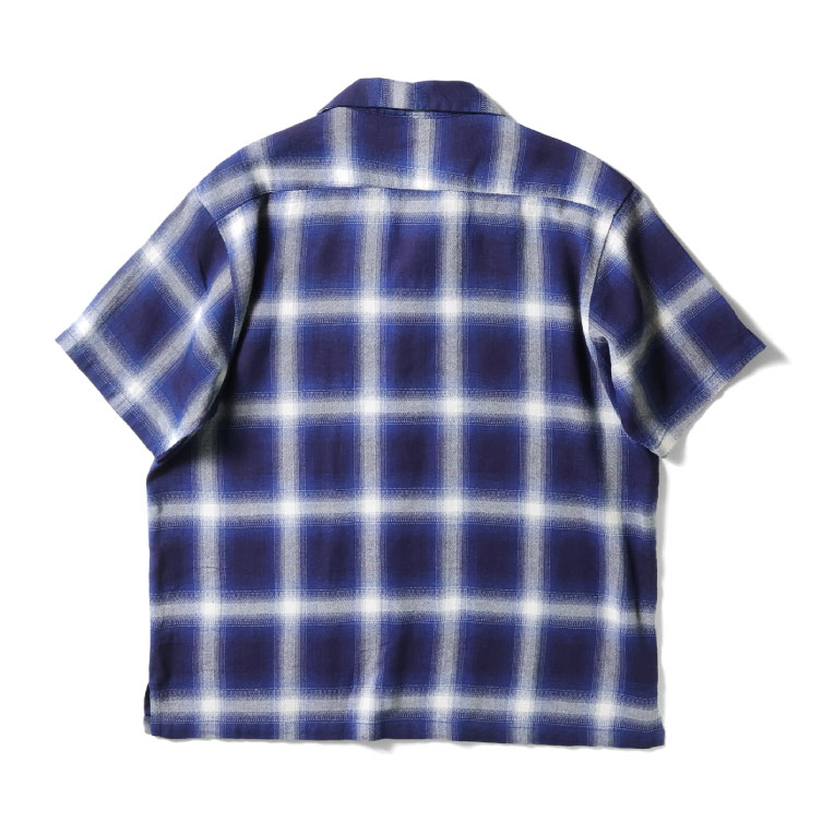 HOUSTON  / ヒューストン 41273 INDIGO HB OMBRE CHECK S/S SHIRT / インディゴヘリンボーンオンブレーチェック半袖シャツ -全2色- 
