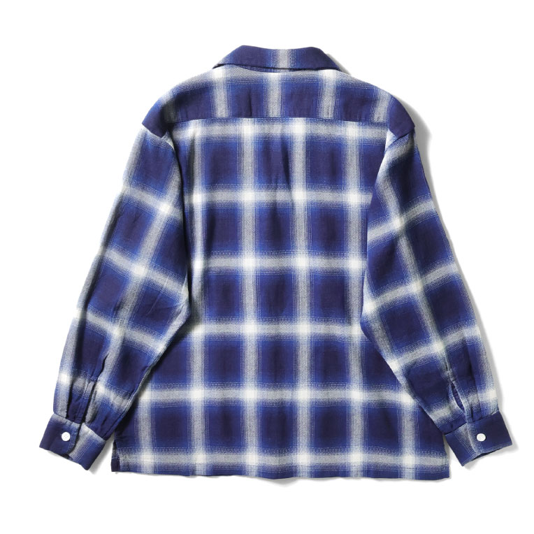 HOUSTON  / ヒューストン 41272 INDIGO HB OMBRE CHECK L/S SHIRT / インディゴヘリンボーンオンブレーチェック長袖シャツ -全2色- 