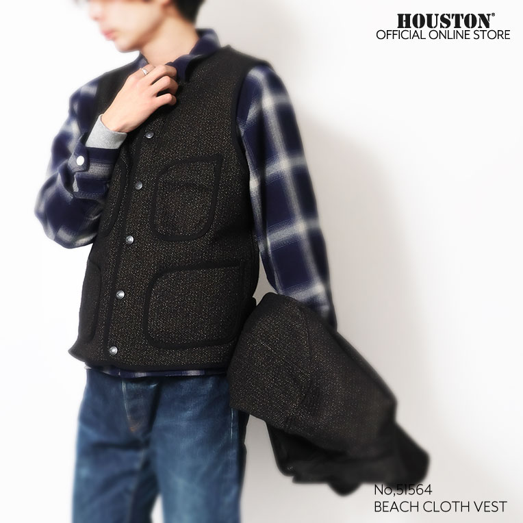 HOUSTON / ヒューストン 51564 BEACH CLOTH VEST / ビーチクロスベスト -全2色-  